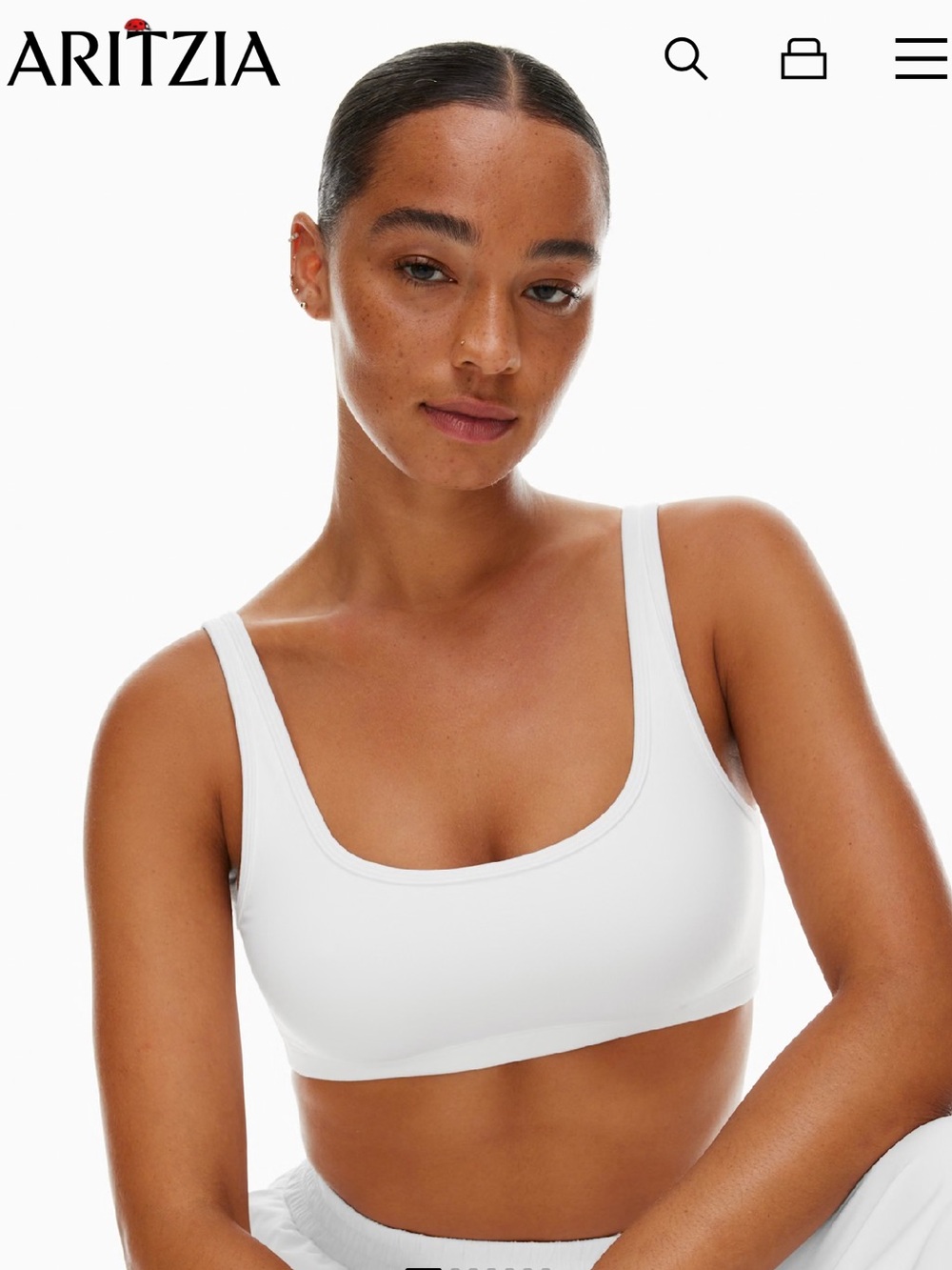 Aritzia TNA White Mini Bra Top